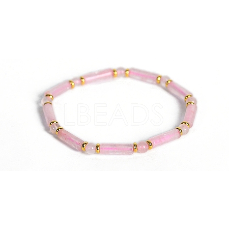 Natural Rose Quartz Bead Stretch Bracelets PW-WG50993-01-1