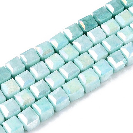 Anti-Tarnish Electroplate Glass Beads Strands GLAA-T025-8mm-10E-1