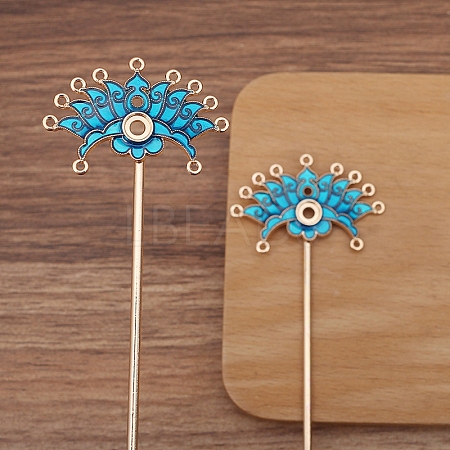 Flower Alloy Enamel Hair Stick Finding PW-WG8155A-06-1