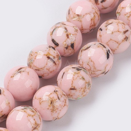 Sea Shell and Synthetic Turquoise Assembled Beads Strands G-G758-09-6mm-1