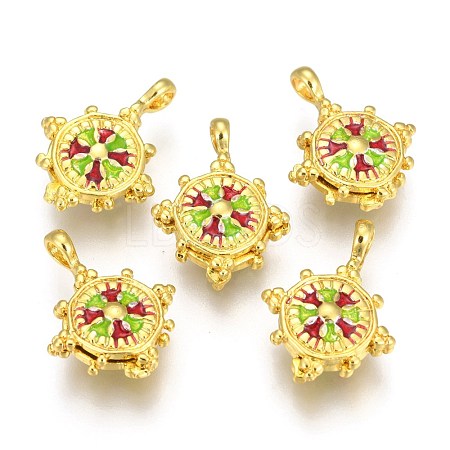 Helm Buddhist Jewelry Golden Tone Brass Enamel Counter Clips KK-L088-15B-RS-1