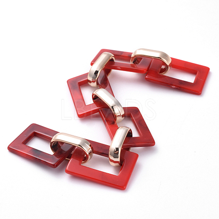Imitation Gemstone Style Acrylic Handmade Rectangle Link Chains AJEW-JB00518-01-1