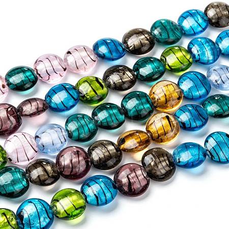 Handmade Silver Foil Glass Beads Strands SL109-1