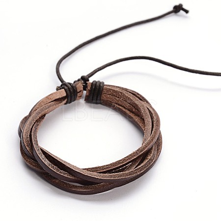 Adjustable Twine Style Leather Cord Bracelets BJEW-F173-09B-1