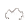 Non-Tarnish 304 Stainless Steel Textured Wavy Open Cuff Bangles for Women BJEW-C065-01P-3