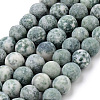 Natural Green Spot Jasper Round Bead Strands G-Q462-74-6mm-1