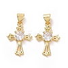 Brass Cubic Zirconia Pendants ZIRC-I062-25G-1