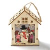 Christmas Theme Wood House Hanging Ornaments DJEW-B011-01-1