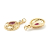 Rack Plating Brass Micro Pave Clear & Violet Cubic Zirconia Pendants KK-D073-21G-2