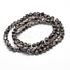 Half Plated Frosted Faceted Round Glass Bead Strands EGLA-E023-HP03-2