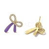 Bowknot Brass Stud Earrings EJEW-R162-09G-3
