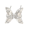 Rack Plating Brass Micro Pave Cubic Zirconia Stud Earring EJEW-C102-15P-01-1