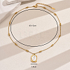 Stainless Steel Vintage Rectangle with Rose Flower Pendant Necklaces for Women NY6515-2