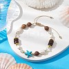 Adjustable Dyed Synthetic Turquoise & Coconut & Wood & Pearl Braided Bead Bracelets BJEW-JB10721-02-2