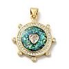 Rack Plating Brass Micro Pave Cubic Zirconia with Synthetic Opal Pendants KK-D088-35G-2