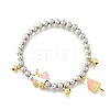 Brass Enamel Round Beads Charm Bracelets for Women BJEW-D317-11PG-5