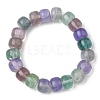 Natural Fluorite Round Beaded Stretch Bracelet for Women BJEW-M297-A01-1