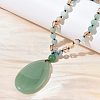 Natural Green Aventurine Teardrop Pendant Glass Beaded Long Necklaces GG-CBAE048-01C-3