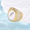 Brass Micro Pave Clear Cubic Zirconia Cuff Rings for Women RJEW-Q009-03G-5