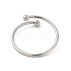 304 Stainless Steel Wire Wrapped Open Cuff Ring for Women RJEW-E066-12P-3