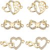 Fingerinspire 6Pcs 3 Style Brass Micro Pave Clear Cubic Zirconia Links Connectors ZIRC-FG0001-02-1