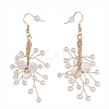 Brass Shell Pearl Hoop Earrings EJEW-JE04815-02-2
