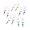 Gemstone Ring with Tassel Dangle Earrings EJEW-JE05052-1