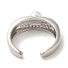 Rack Plating Brass Micro Pave Clear Cubic Zirconia Cuff Rings for Women RJEW-G323-05P-3