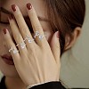 Anti-Tarnish Rhodium Plated 925 Sterling Silver Initial Letter Open Cuff Ring JR852O-7