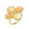 Natural Yellow Quartz Faceted Adjustable Finger Rings for Women RJEW-A092-01G-10-4