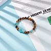 Natural Tiger Eye & Synthetic Turquoise(Dyed) Cross Beaded Bracelet BJEW-TA00179-01-5
