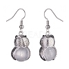 Natural Quartz Crystal Owl Dangle Earrings EJEW-A092-08P-19-3