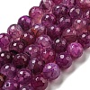 Faceted Natural Dragon Veins Agate Beads Strands G-F447-12mm-L02-2