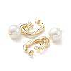 Brass Oval with ABS Pearl Dangle Stud Earrings for Women EJEW-C059-01G-2