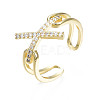 Sparkling Cubic Zirconia Initial Letter X Cuff Ring RJEW-N035-063-NF-3