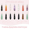 14Pcs 7 Colors Natural & Synthetic Mixed Gemstone Pointed Pendants PALLOY-AB00154-2
