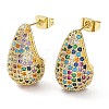 Cubic Zirconia Teardrop Stud Earrings EJEW-H137-01G-06-1