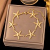 304 Stainless Steel Starfish Link Bracelets for Women BJEW-G759-01G-1