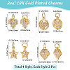 Beebeecraft 8Pcs 4 Style Brass Micro Pave Cubic Zirconia Charms KK-BBC0003-44-2