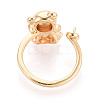 Bear Brass Micro Pave Clear Cubic Zirconia Cuff Ring Settings KK-T076-32G-3