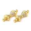 Rack Plating Brass Pave Clear Cubic Zirconia Connector Charms KK-Z028-06G-3