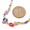 Flower Glass Seed & Pearl Beaded Necklaces NJEW-JN04677-02-3