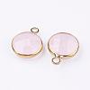 Golden Tone Brass Glass Flat Round Charms GLAA-M003-A-13G-2