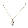 Electroplate Shell Pearl Flower Teardrop Pendant 304 Stainless Steel Cable Chain Necklaces for Women NJEW-JN06193-4
