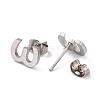 304 Stainless Steel Greek Alphabet Stud Earrings STAS-D007-07P-24-2