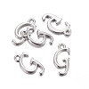 Platinum Plated Alloy Letter Pendants X-PALLOY-J718-01P-G-2