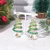 Brass Glass Dangle Stud Earrings EJEW-TA00738-1