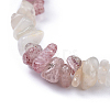 Natural White Moonstone & Strawberry Quartz Chip Stretch Bracelets X-BJEW-JB04490-05-2