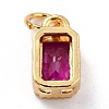 Real 18K Gold Plated Brass Inlaid Cubic Zirconia Charms X-ZIRC-L100-075G-04-3