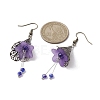3 Pairs 3 Colors Glass & Acrylic Flower Dangle Earrings EJEW-TA00409-3